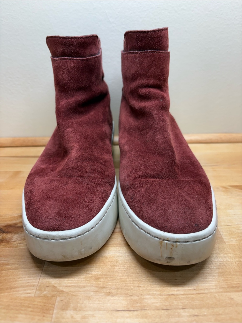 Via Spiga Women's Suede Platform Ankle Boots in Burgundy